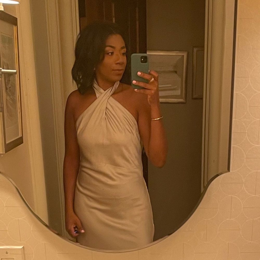 Show me your MuMu dress Jasmine Halter Midi Dress show me the ring luxe satin